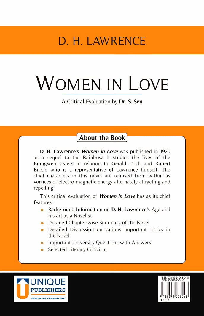 Women in Love: D H Lawrence (A Critical Evaluation by Dr. S Sen)