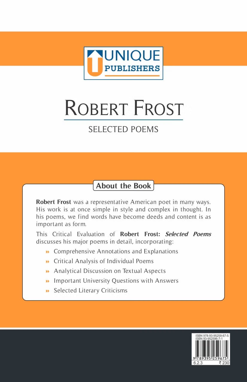 Robert Frost: Selected Poems, Literature book by Dr. S.Sen, for B.A. Hons. & M.A. English
