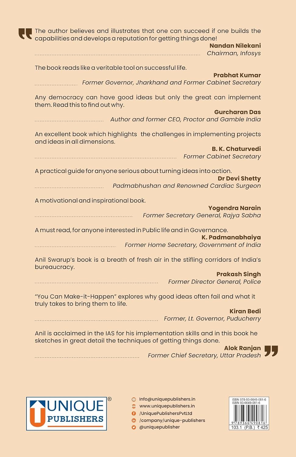 You Can Make It Happen by Anil Swarup | Paper Back | Signed Copy