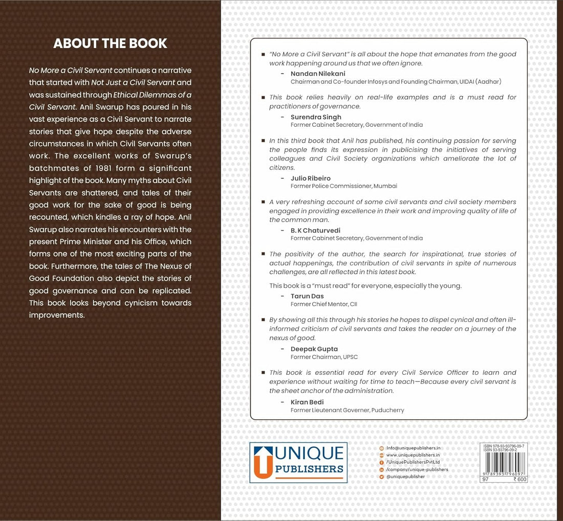 No More A Civil Servant I Hard Back I Signed Copy I Anil Swarup I English Medium