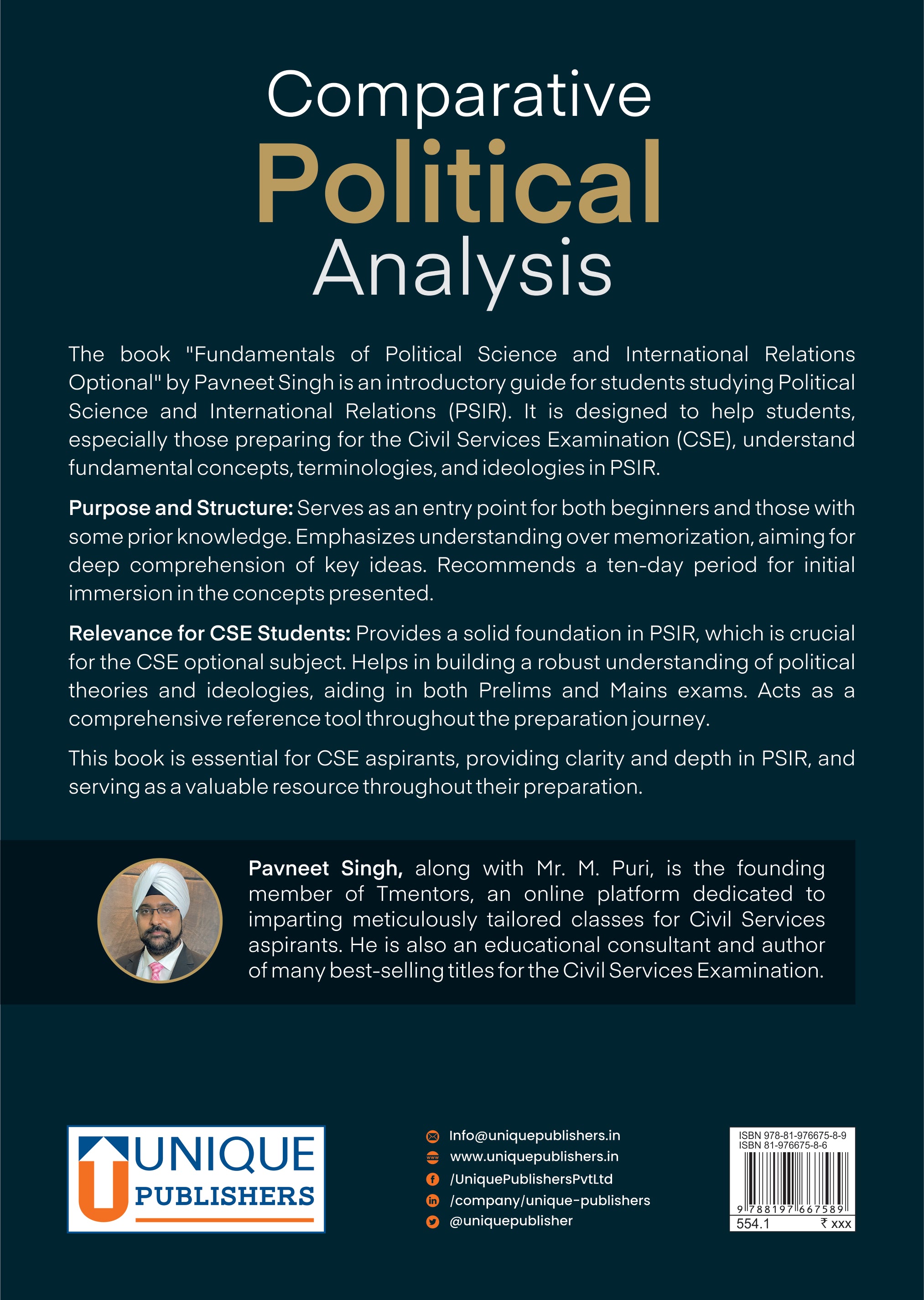 Pavneet Singh is an author and teacher at Tmentors UPSC platform. He teaches aspirants for Indian Civil Services Examination. His YouTube channel is called SpyGamesPavneet