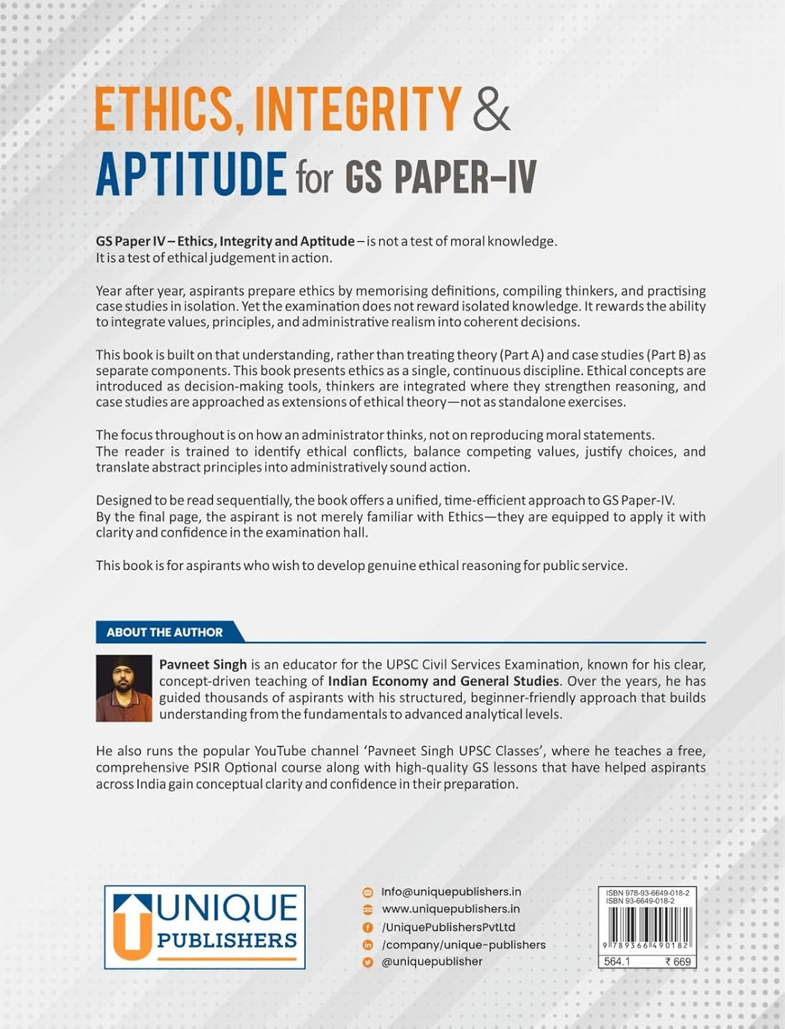 Ethics, Integrity and Aptitude for Civil Services Examination (GS Paper IV) | Theory & Case Studies | Paper Back I English Medium I By Pavneet Singh