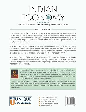 Unique Publishers Indian Economy Textbook for UPSC State Civil Services Prelims & Mains | Complete Economy Theory, Concepts & Current Relevance Paperback