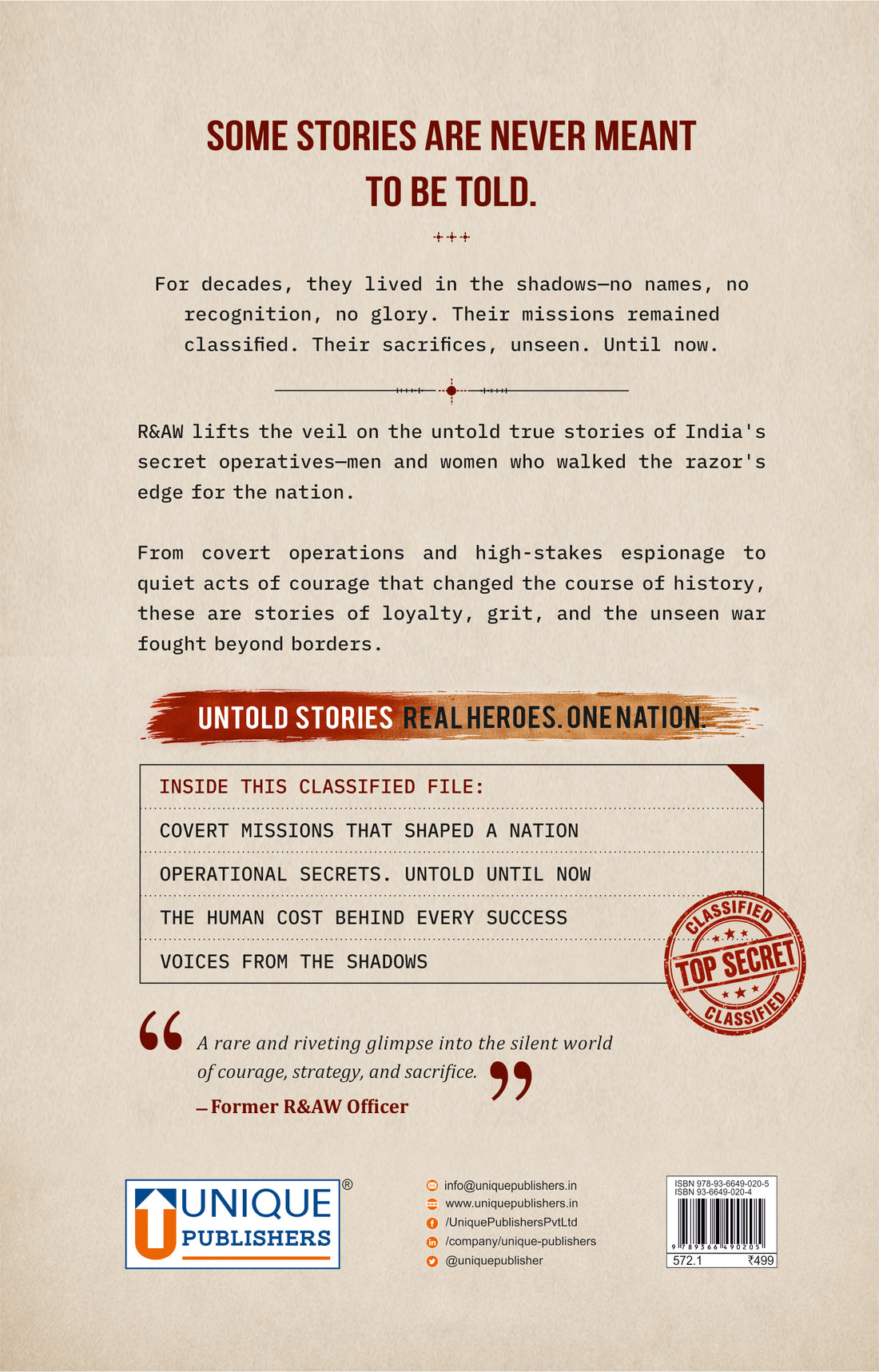 R&AW (RAW): True Stories of the Lives of India’s Secret Operatives | Signed Copy by Pavneet Singh
