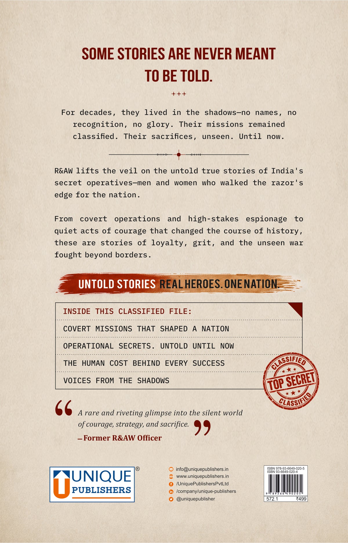 R&AW (RAW): True Stories of the Lives of India’s Secret Operatives | Signed Copy by Pavneet Singh