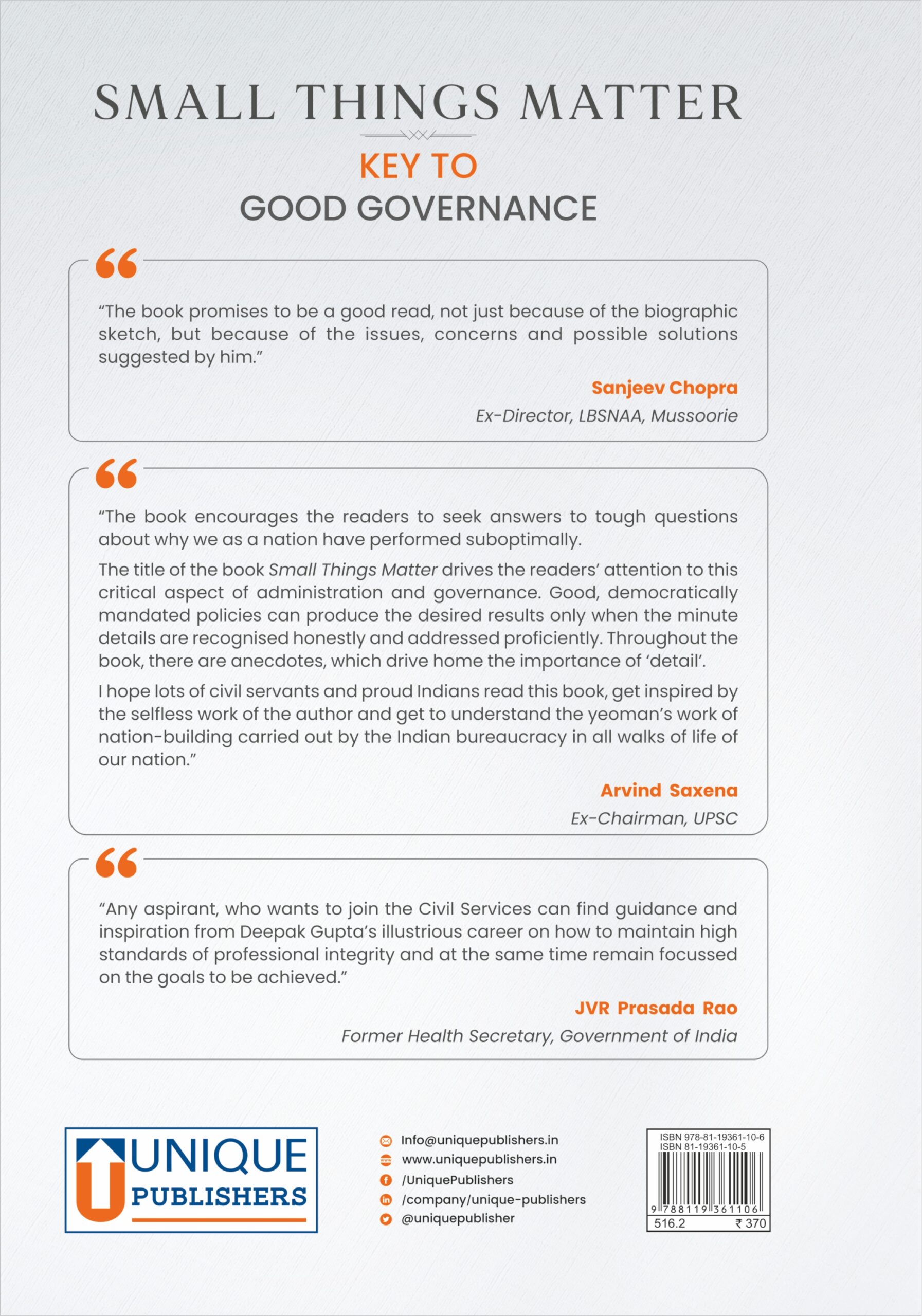 Small Things Matter – Key to Good Governance