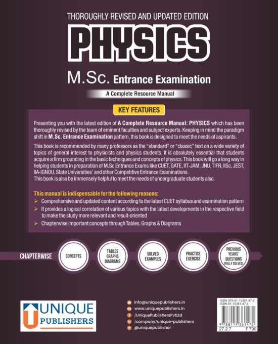 Physics M.Sc. Entrance Examination I Latest Edition